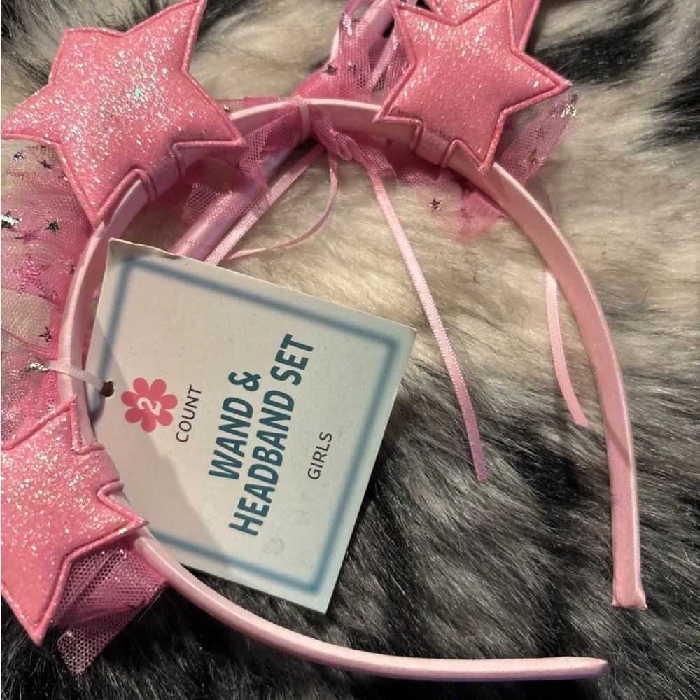 Pink Star Wand and Headband Set